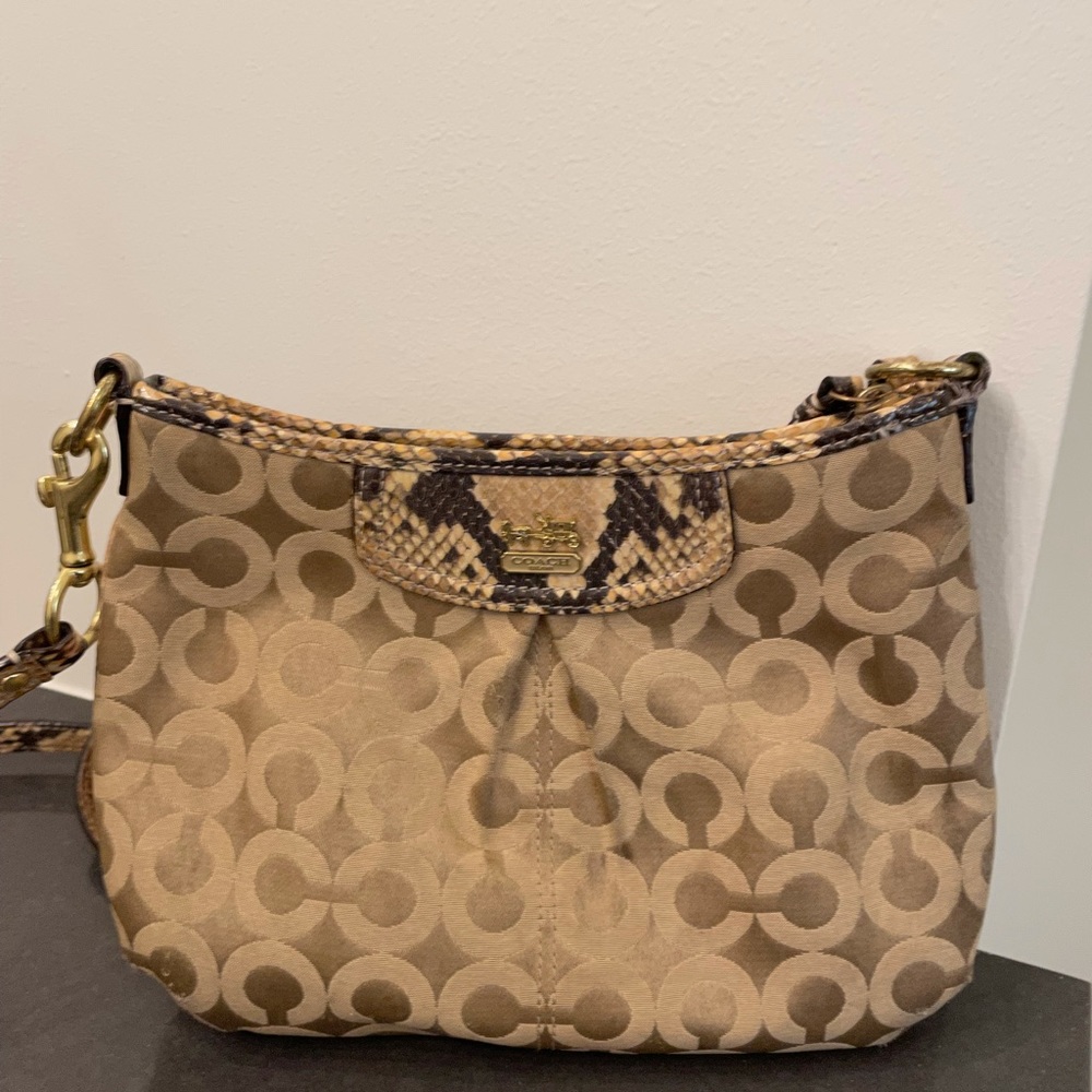 Snake Skin Tan Coach Crossbody Purse